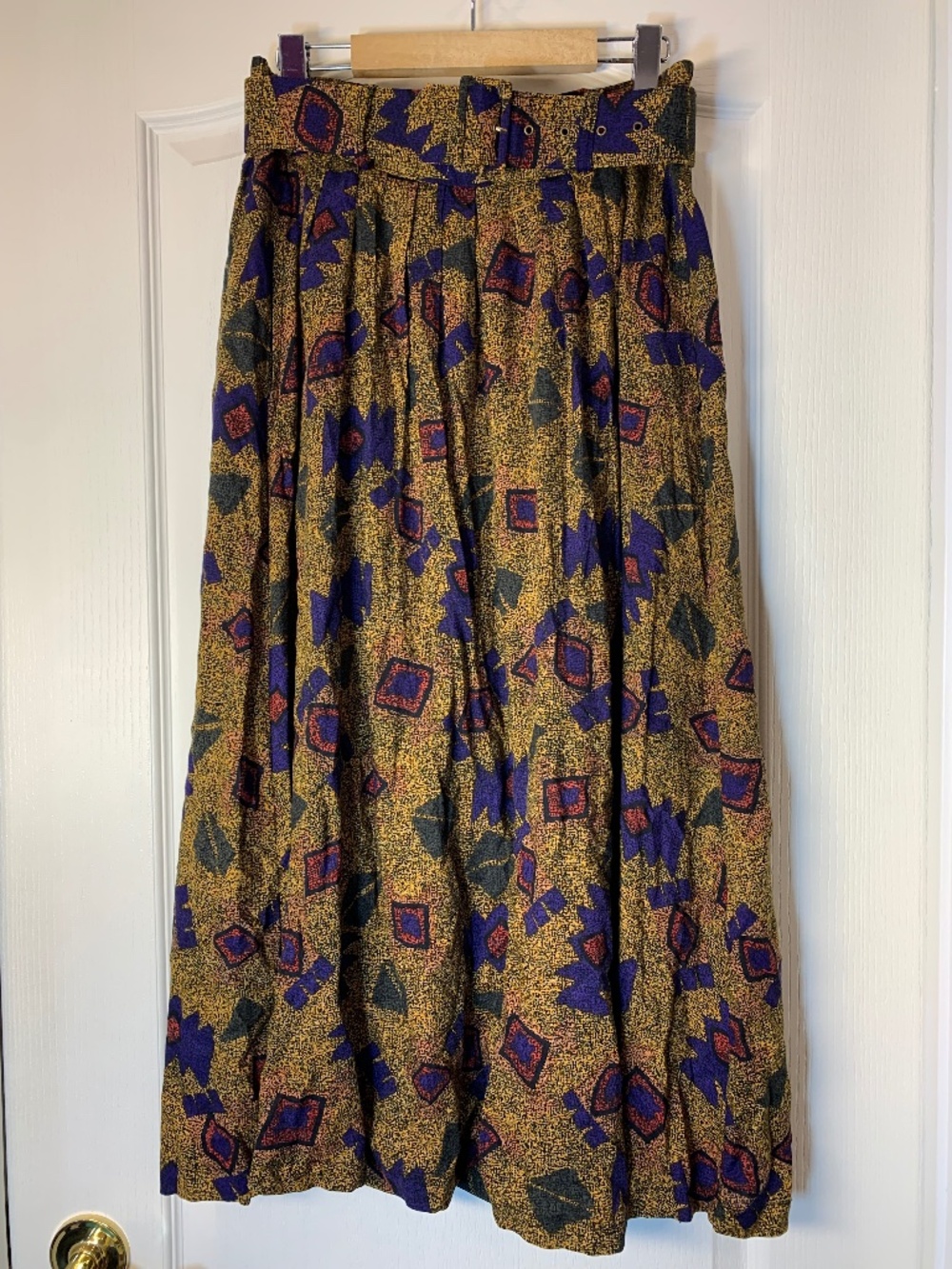 Vintage 90s Innocence Abstract Rayon Maxi Skirt Made in Canada Size M